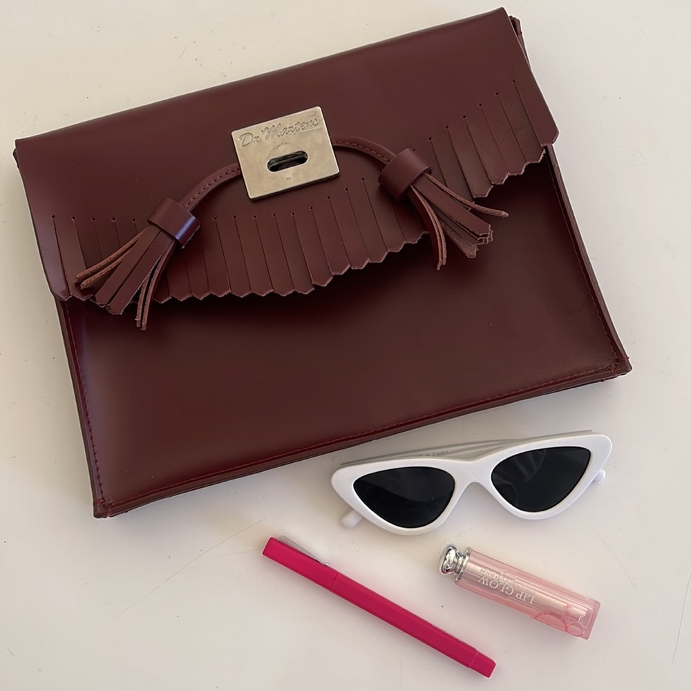 Dr Martens Red Brown Leather Clutch
